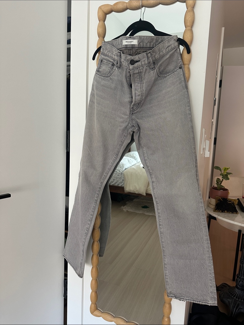 Moussy Light Gray Straight Leg Jeans